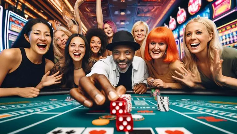 Diverse game selection with casino chips and cards
